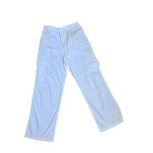 Zara White Cargo Pants Utility Pockets Straight Leg Casual size M
